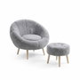 Atelier Del Sofa Lida - Conjunto de Sillón y Puff Gris